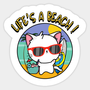 Life's a beach Angora Cat Sticker